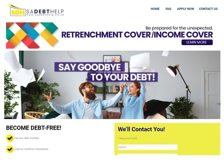 SA Debt Help homepage