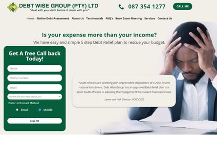 Debt Wise homepage