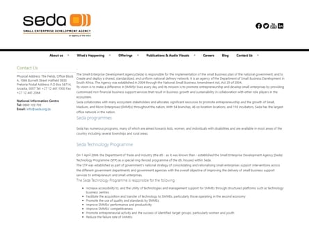 Small Enterprise Development Agency (SEDA) homepage
