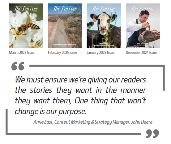 더 퍼로우의 최근 발행호 표지들,  이미지 제작: &copy;오운드 및 &copy;JOHN DEERE, 존디어 공식 홈페이지 일부 캡쳐,