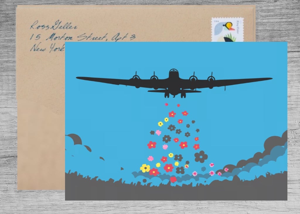 Bomber Drops Love and Flowers