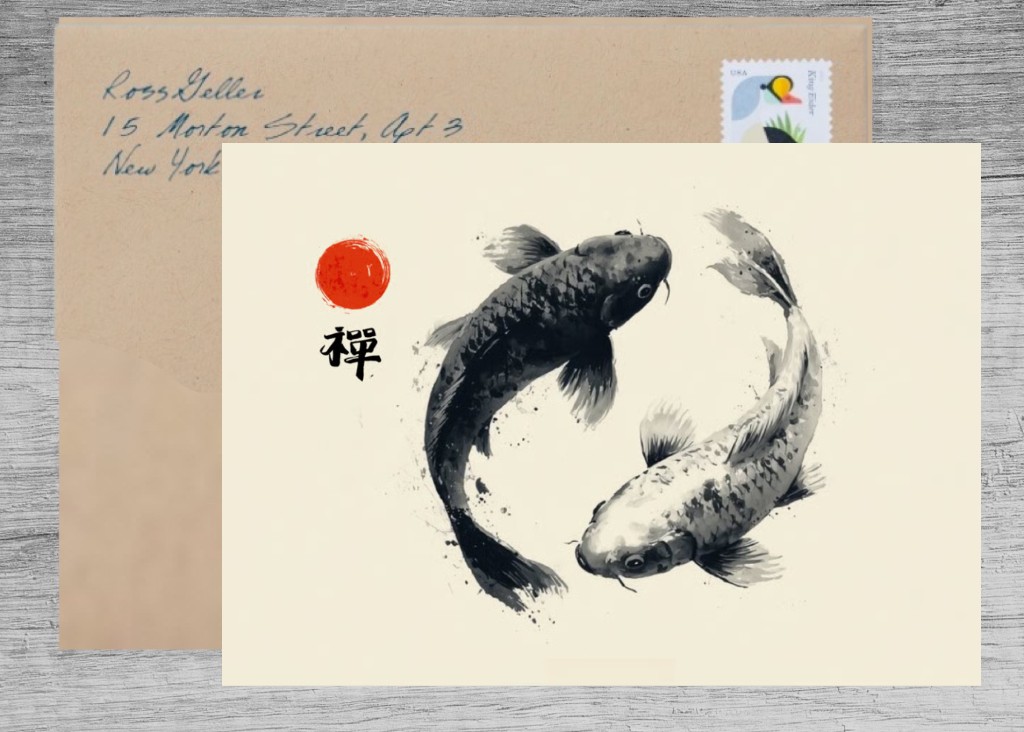 Harmony of Opposites: Japan Koi Yin and Yang Greeting Card
