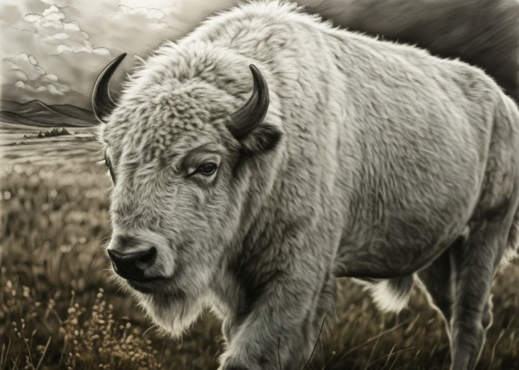 Rare White Bison Greeting Card