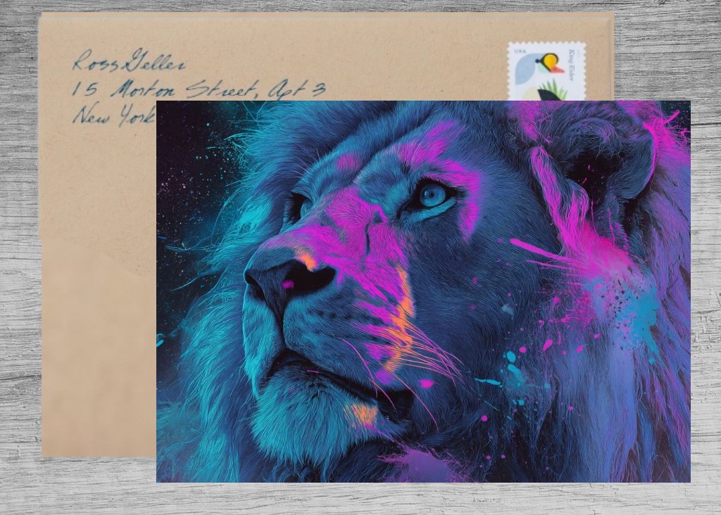 Roar with Joy: A Colorful Lion Greeting Card