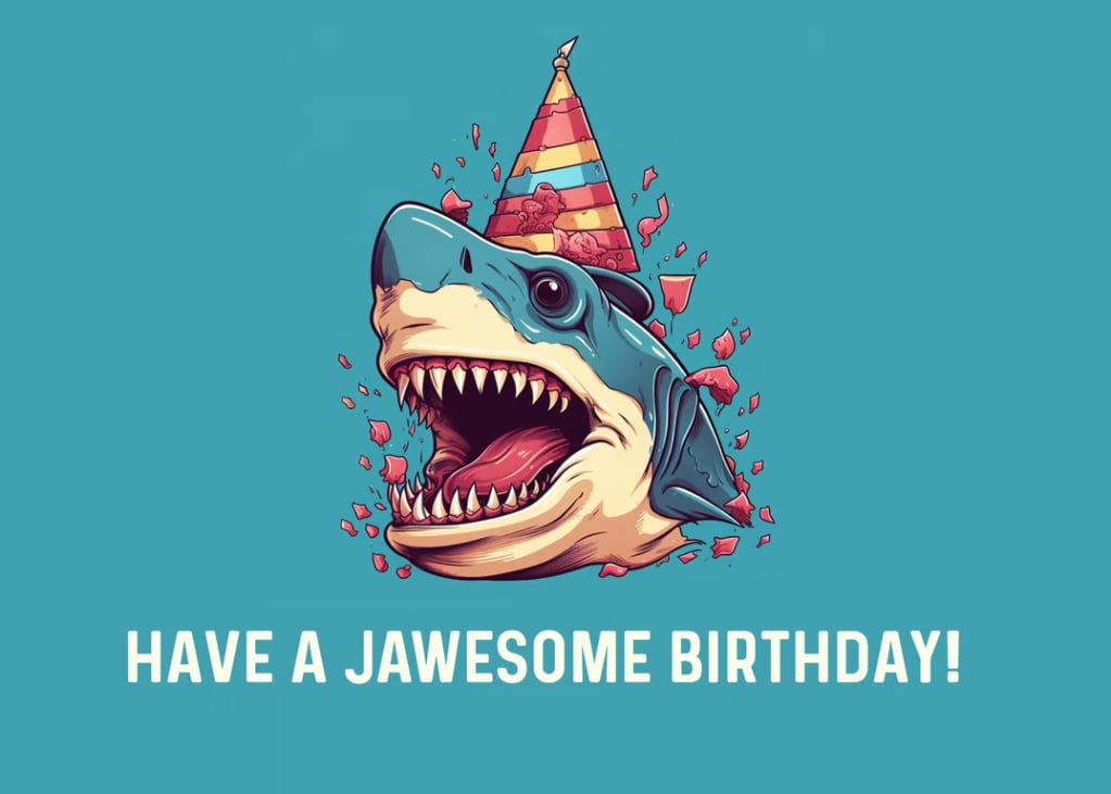Have a Jaws-some Birthday! Jaws shark Birthday Kids Card