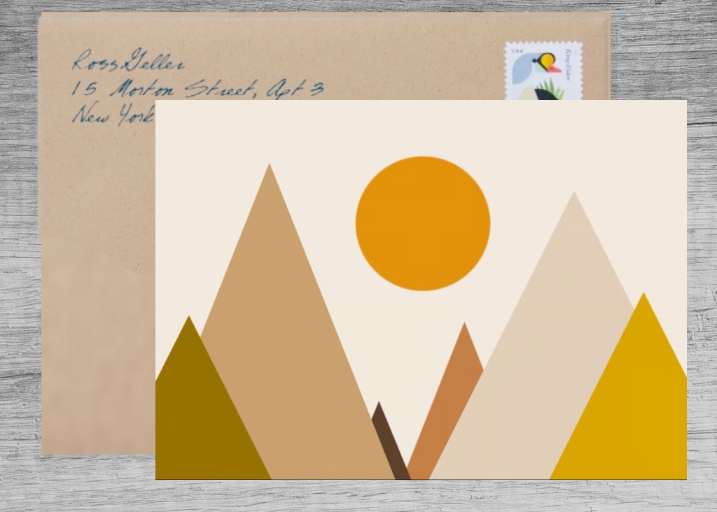 Modern Art Mountain Landscape Greeting Card