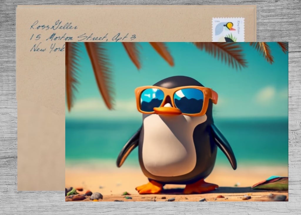 Happiness:Is Penguin at The Beach