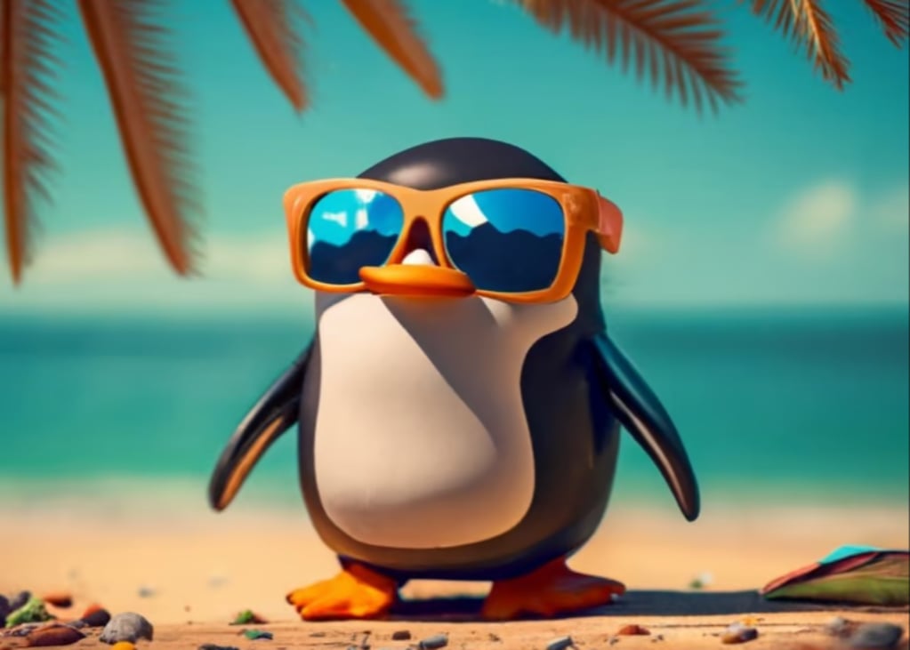 Happiness:Is Penguin at The Beach