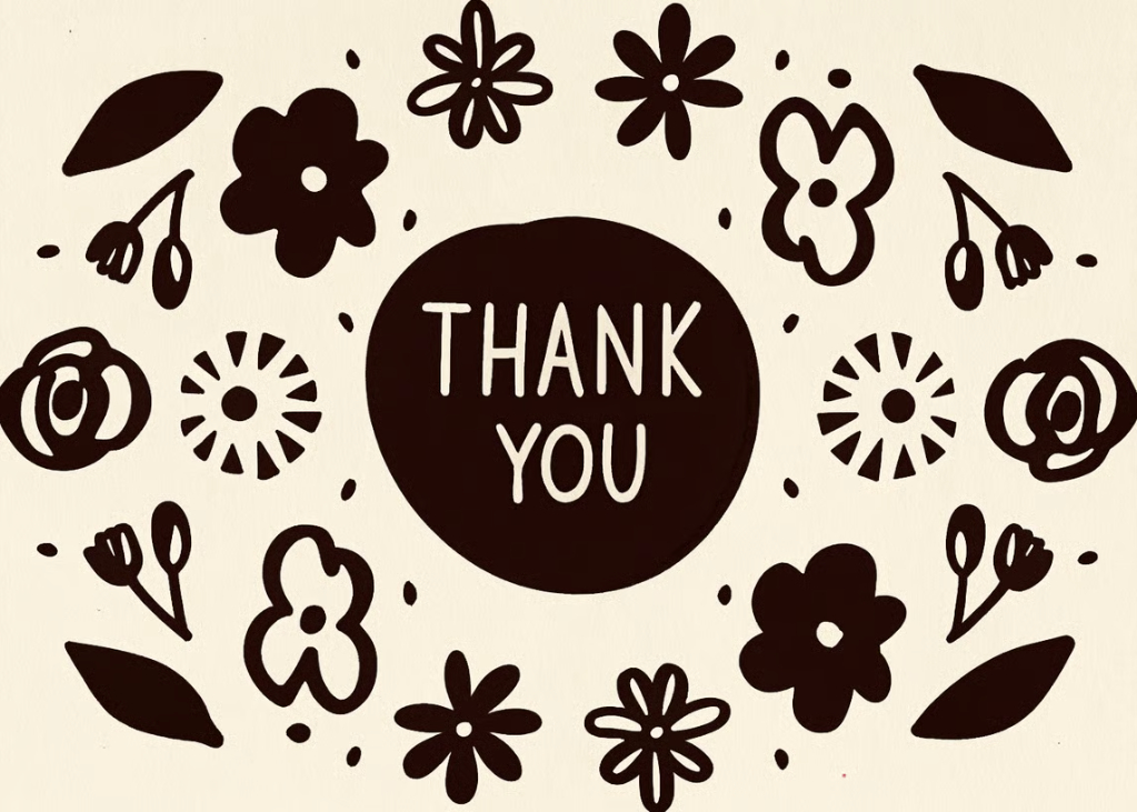 Thank You, Simple Design: Cool Simple Two Color Floral Card