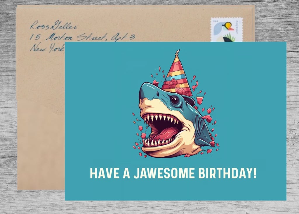 Have a Jaws-some Birthday! Jaws shark Birthday Kids Card