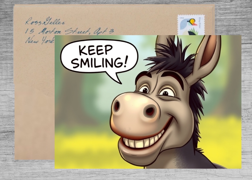 Keep Smiling Donkey Greeting Card