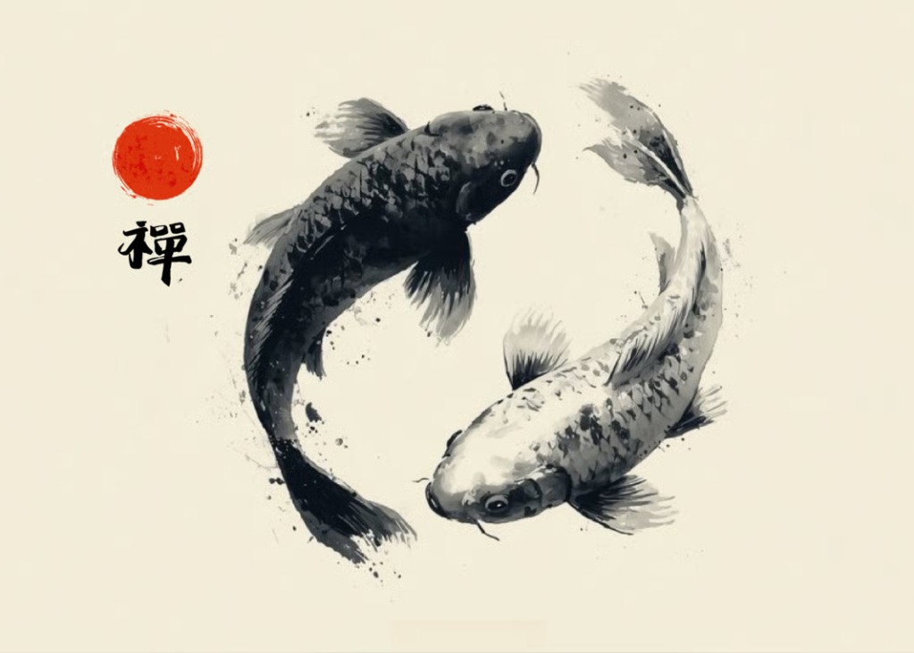 Harmony of Opposites: Japan Koi Yin and Yang Greeting Card