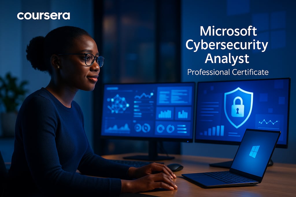 Coursera promo for Microsoft Cybersecurity Analyst Professional Certificate