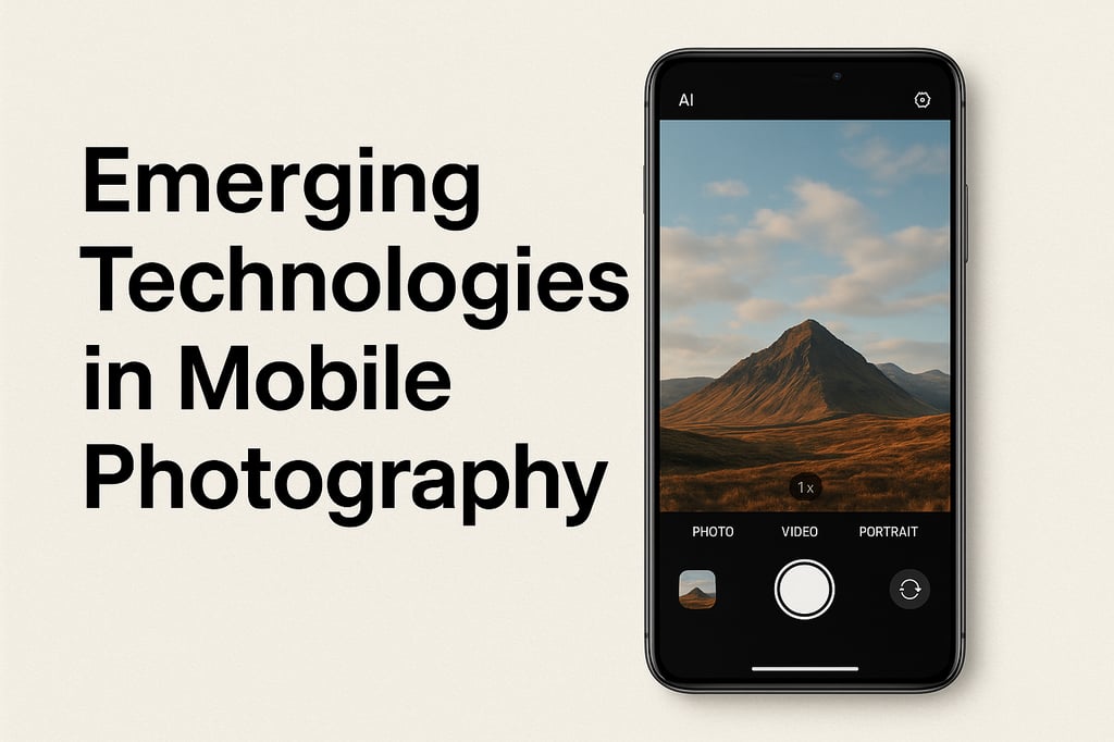 Smartphone with triple-lens periscope camera shooting a neon skyline—symbolizing AI editing, stacked sensors, and 10× optical zoom