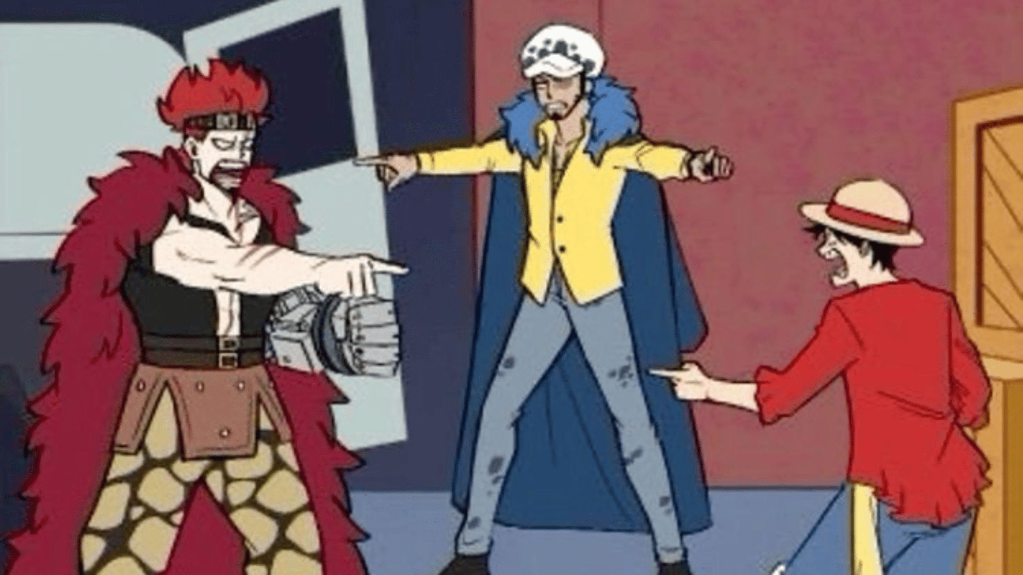 Law, Luffy, and Kid