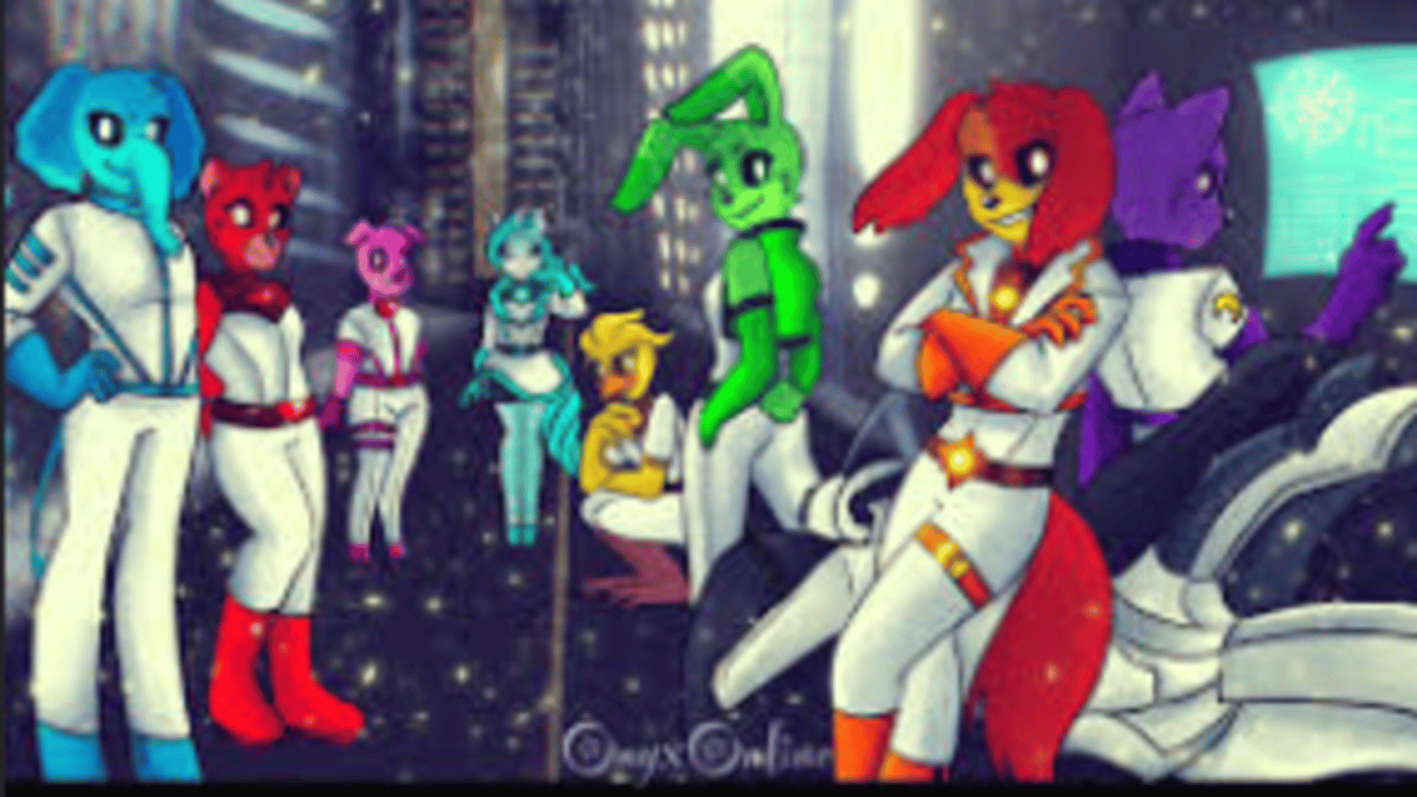 Space riders smiling