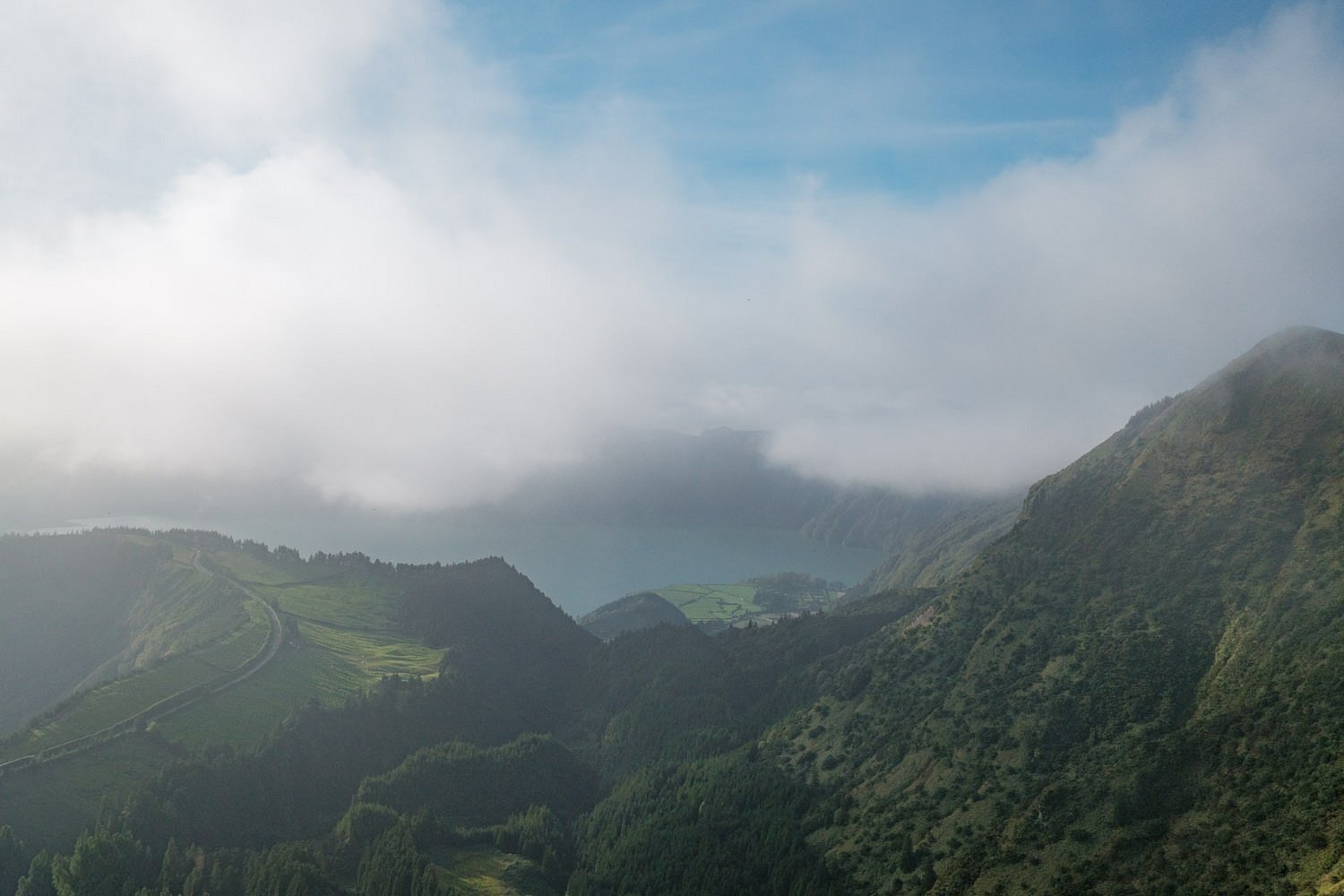 Foggy mountain valley
