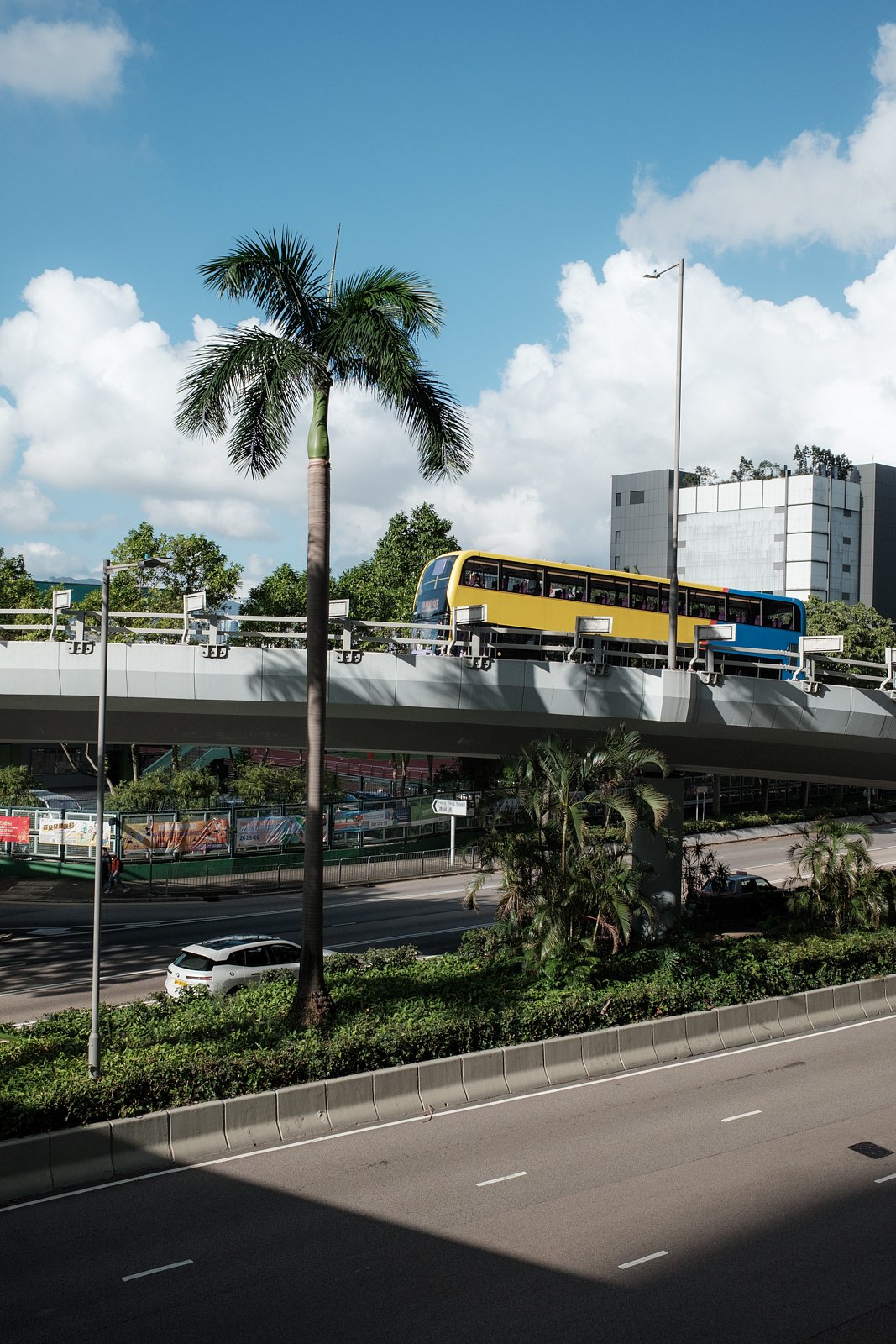 Bus on overpass