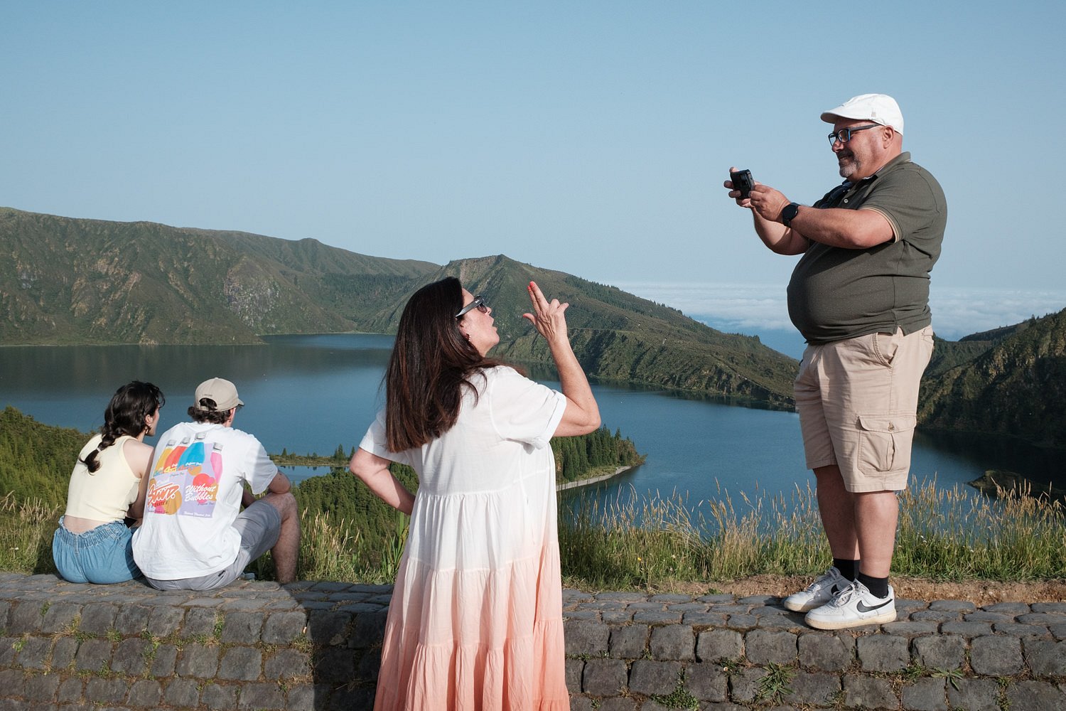 Tourist taking photos of each other