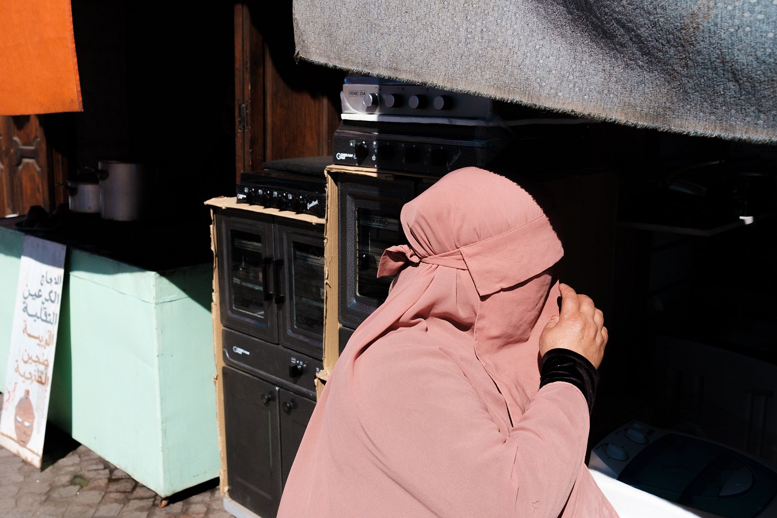 Woman covering face