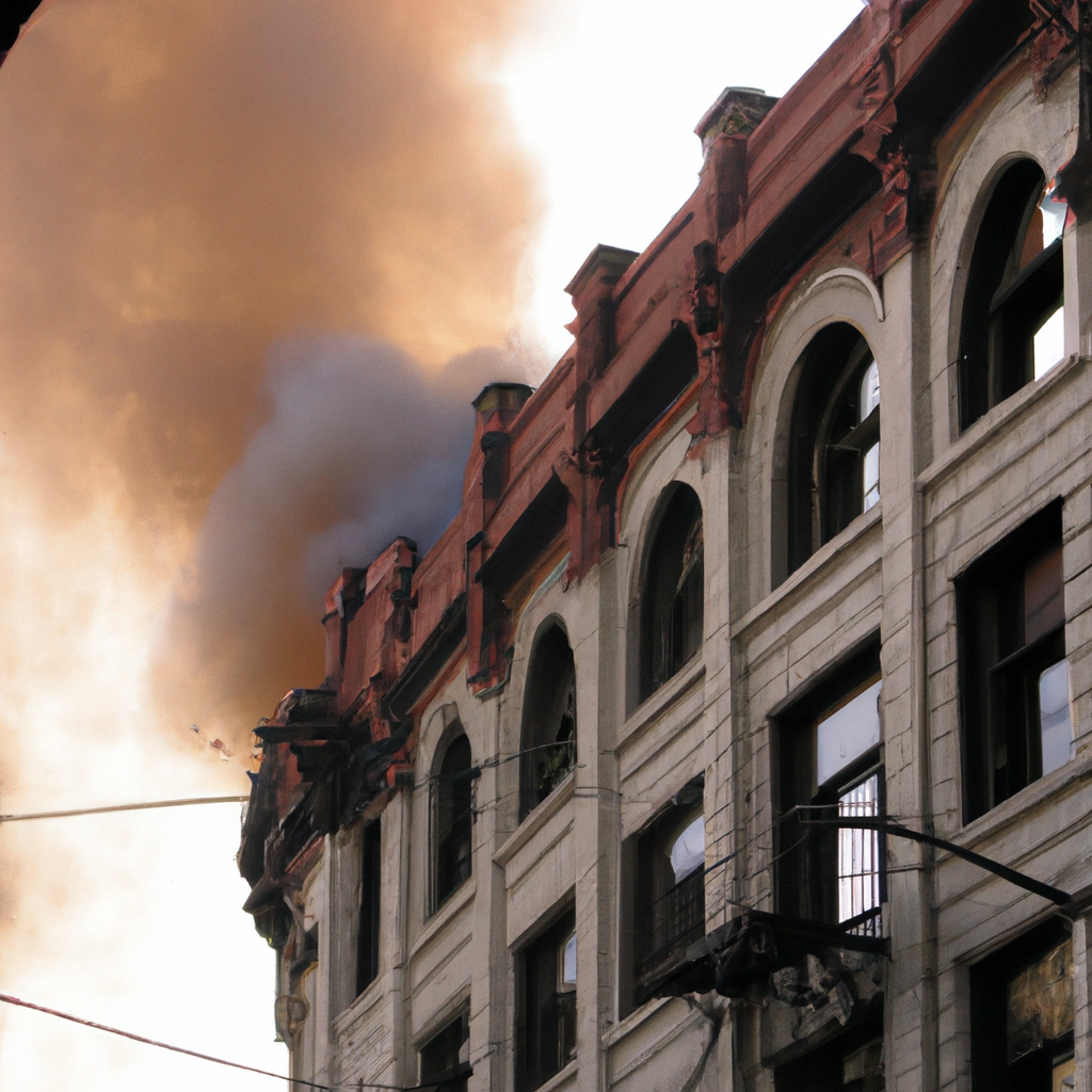 Massive Fire Engulfs Historic Building in Downtown Area