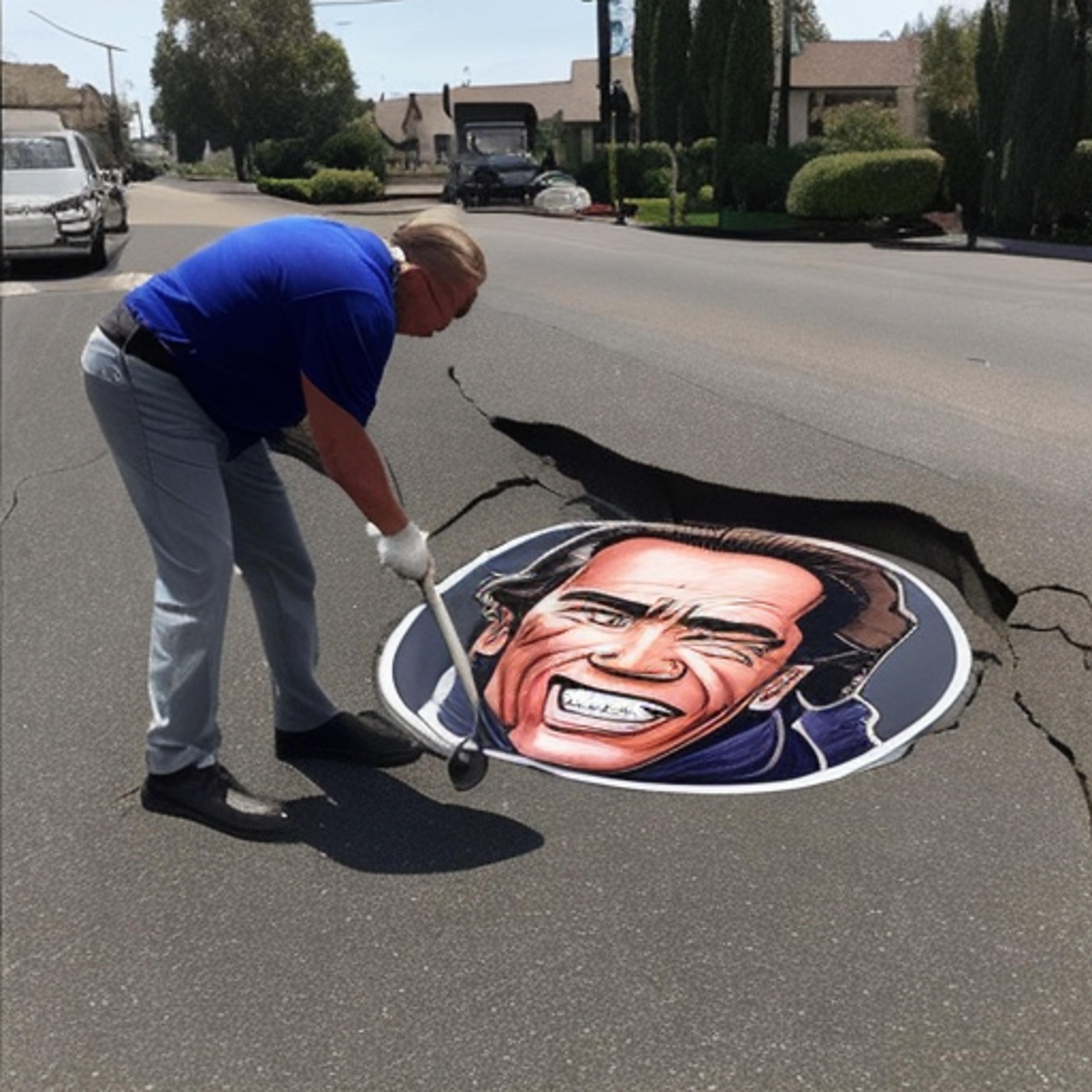 Arnold Schwarzenegger Takes Action to Fill Pothole in Brentwood Neighborhood