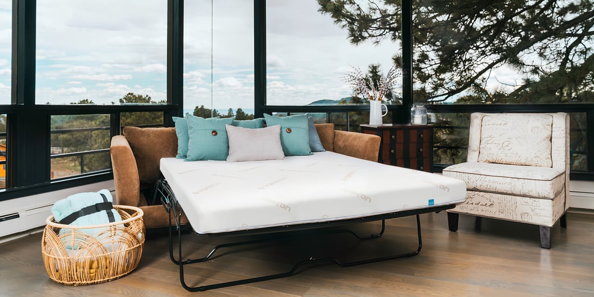 Latex sofa mattress on frame