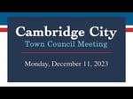 Image for Cambridge City Town Council Meeting of December 12, 2023