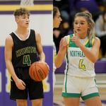 Image for Keaton and Ava: The 'carbon copy' Mikesells lead Northeastern basketball to success