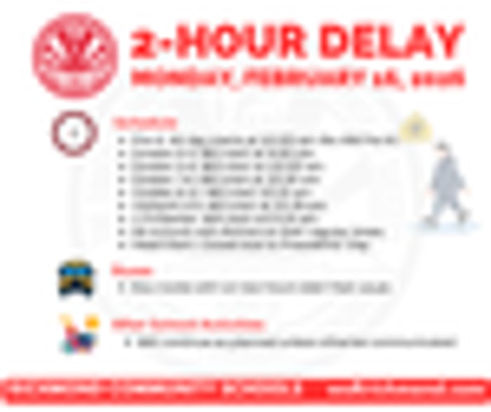 Image for 2-Hour Delay - Monday, February 16, 2026