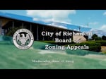 Image for City of Richmond Board of Zoning Appeals Meeting of June 12, 2024