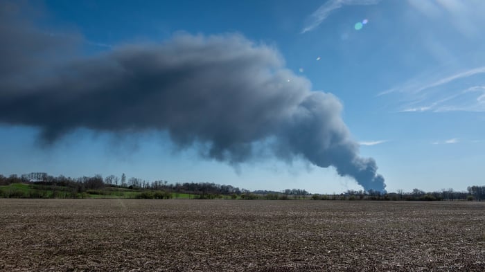 Image for Fire on NW F in Richmond sends plume of smoke into the air.