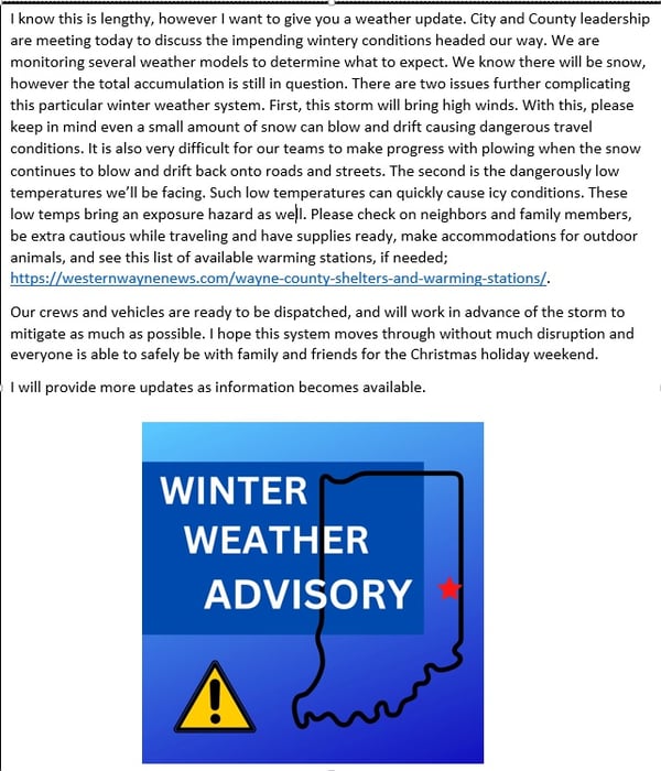 Image for Please see my attached weather update. 