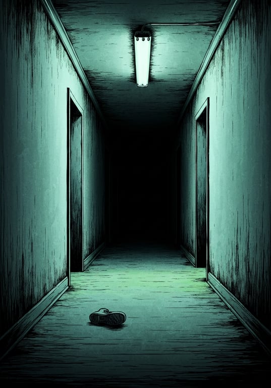 Illustration of a haunted hallway