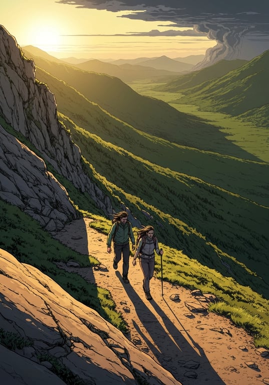 Illustration of a mountain trail