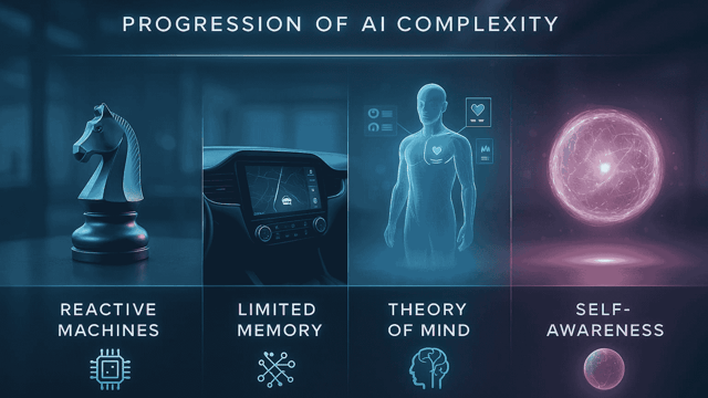 Clasificación cuatro tipos inteligencia artificial Hintze progresión complejidad