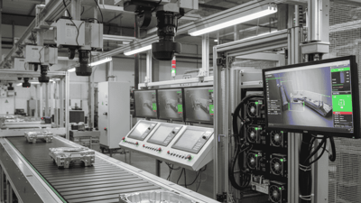 Línea de producción automatizada equipada con cámaras de visión computacional e inteligencia artificial industrial desarrollada por JhedAI en Chile.
