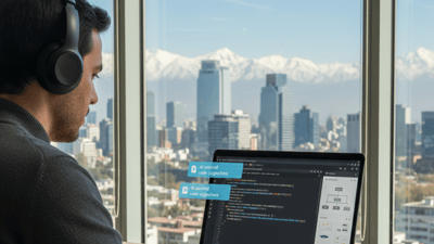 Programador en Chile utilizando GitHub Copilot para desarrollo web