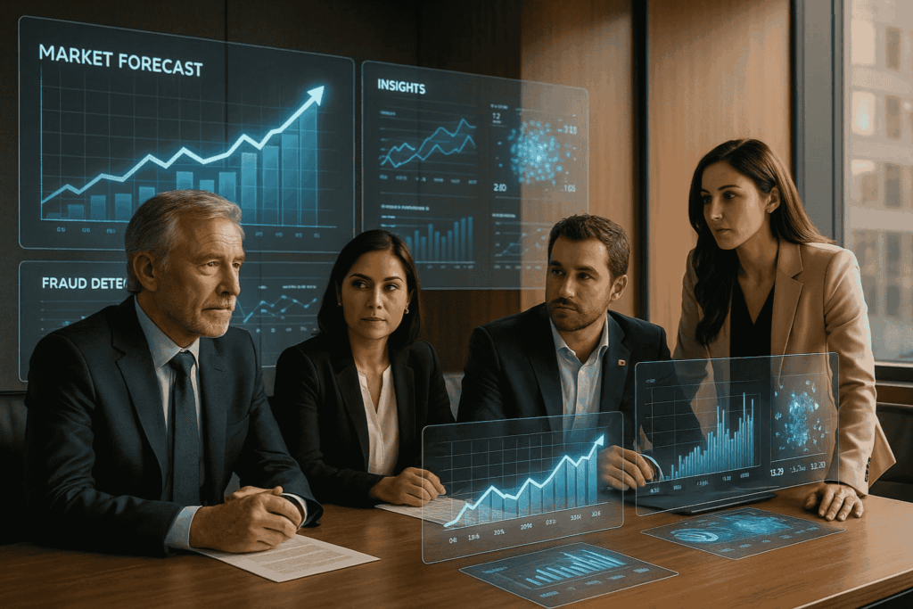 IA para empresas Chile ejecutivos análisis datos toma decisiones inteligencia artificial hologramas