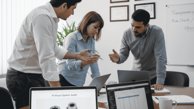 Equipo JhedAI verificando transparencia y precisión de modelos IA visual en entorno corporativo chileno.