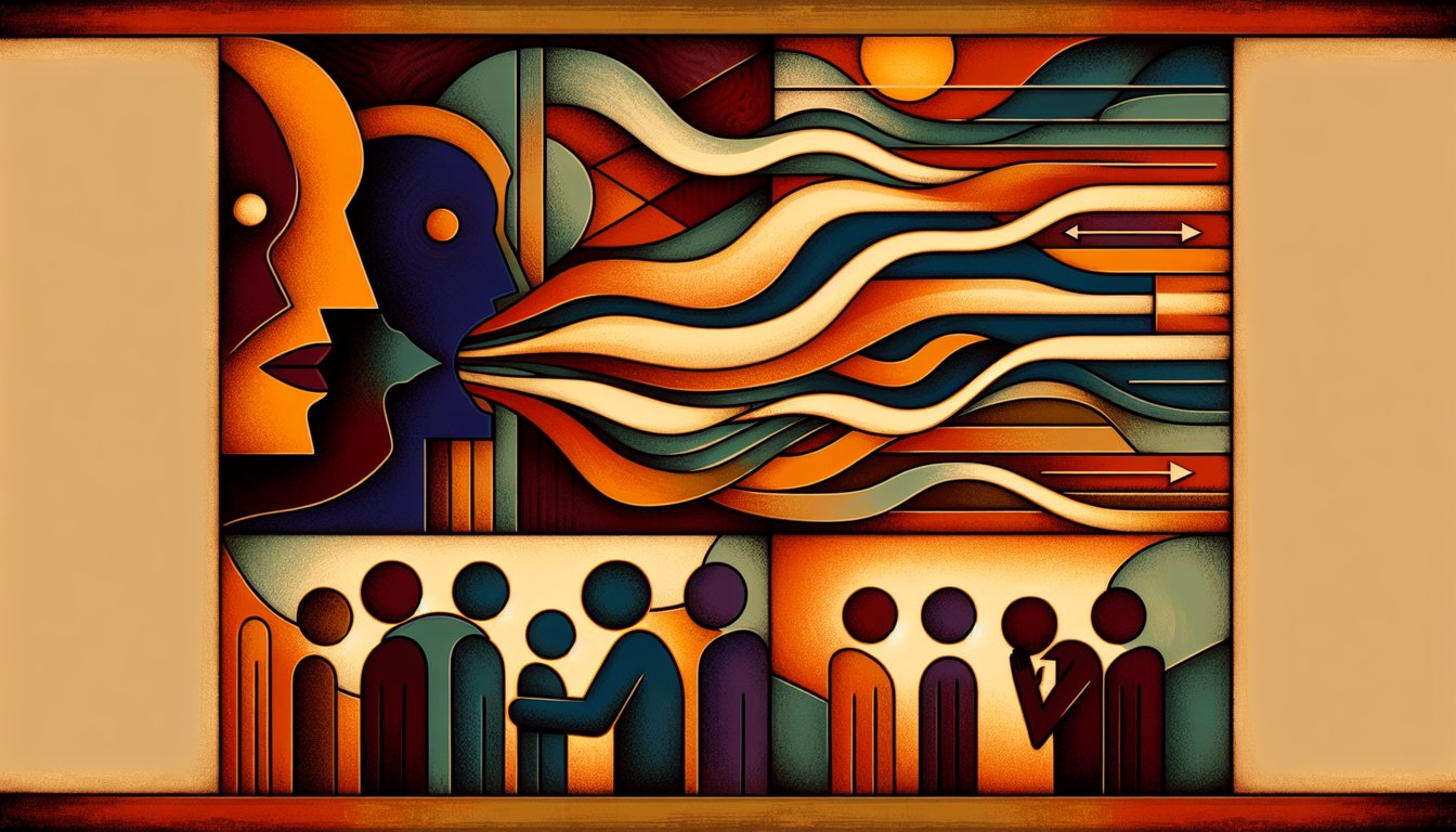 Image depicting gossip as a social bonding tool, akin to primate grooming, crucial for human evolution.