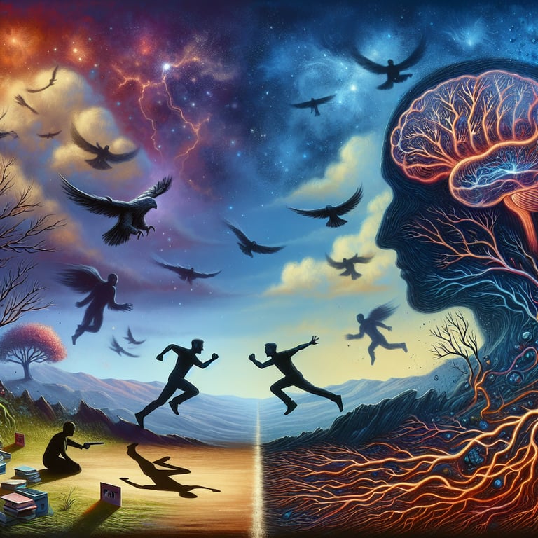 Illustration of the fight or flight response mechanism, highlighting the role of the amygdala and hypothalamus in stress reactions.