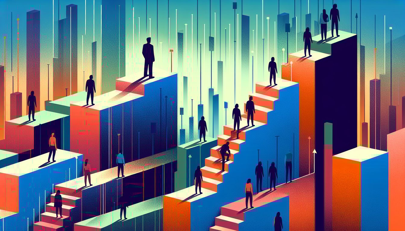 Image depicting the dual nature of downward comparison, highlighting both its motivational benefits and potential pitfalls like complacency and lack of empathy.