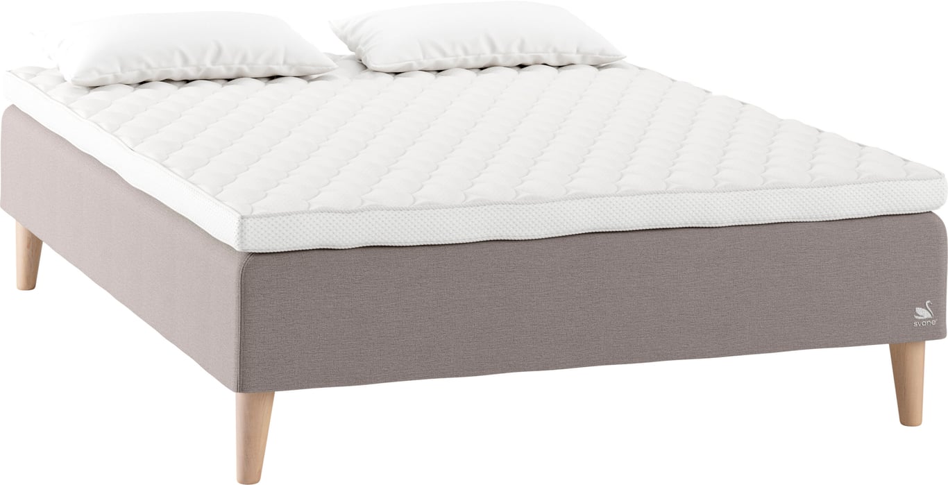 Bilde av Svane® Mila rammeseng 150x200 (Moment Ice Grey, Earth Elastec overmadrass, Cone oak 19cm ben)