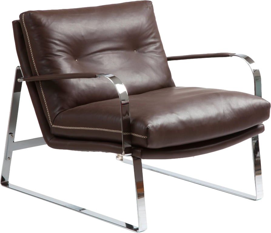 $Bilde av Conform Shabby loungestol m/armlen (krom metall, hud Sauvage 1093-66 Terra, søm i kontrastfarge)