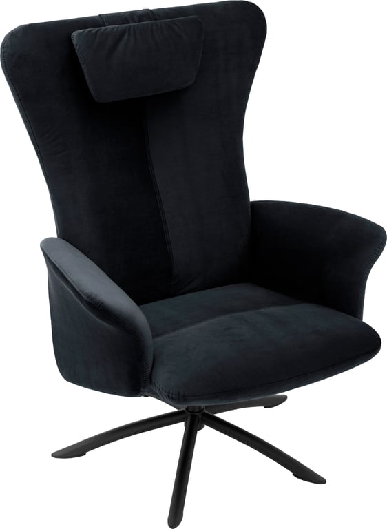 $Bilde av Wilmer høy stol (Tubesokkel svart, stoff Mirage Midnight blue)