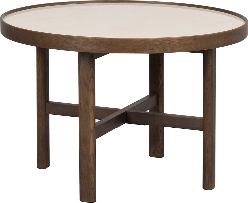 rundt Ø60 beige keramikk/brun eik