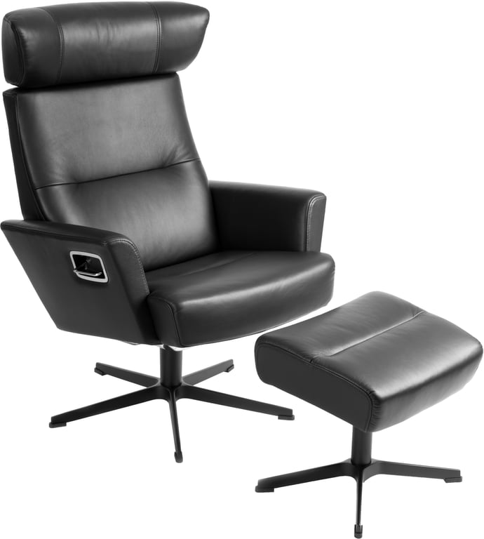Nappa black, svart aluminumsfot med sving