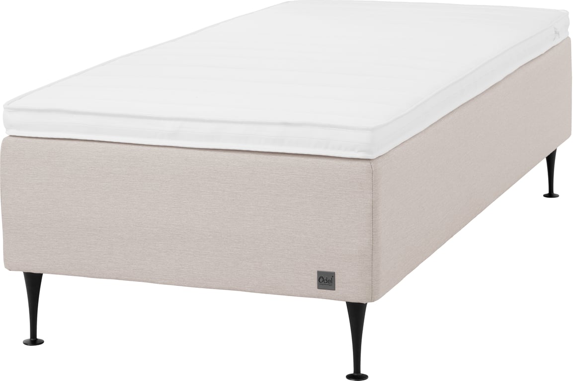Bilde av Odel® Foss rammeseng 80x200 (Tekstil Dovre Kritt, medium liggekomfort, inkludert Odel 35 overmadrass og sengeben)