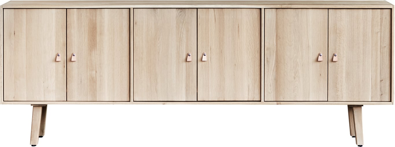 Bilde av Square skjenk (212 x 42, H 79 cm. Modulsystem oppsett 101, lang skjenk i hvitoljet eik heltre med fingerskjøttet hjørner)